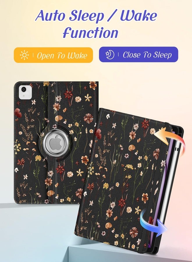 Kidcube for iPad Air 13 Inch Case M3 2025/M2 2024/for iPad Pro 12.9 Cases 6th/5th (2022/2021) - Women Girls Cute Rotating Stand Folio Cover with Pencil Holder & Card Slot Flowers Floral Unique Cover - Image 4