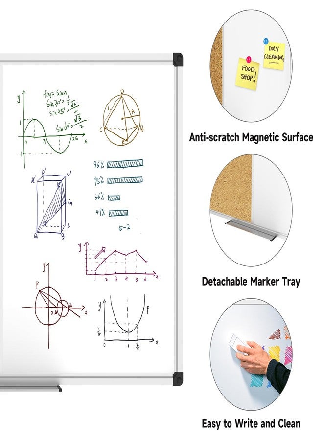 XBoard Magnetic whiteboard 36 x 24 - Combo Whiteboard Dry Erase Board Cork Board 36 x 24 - Image 3