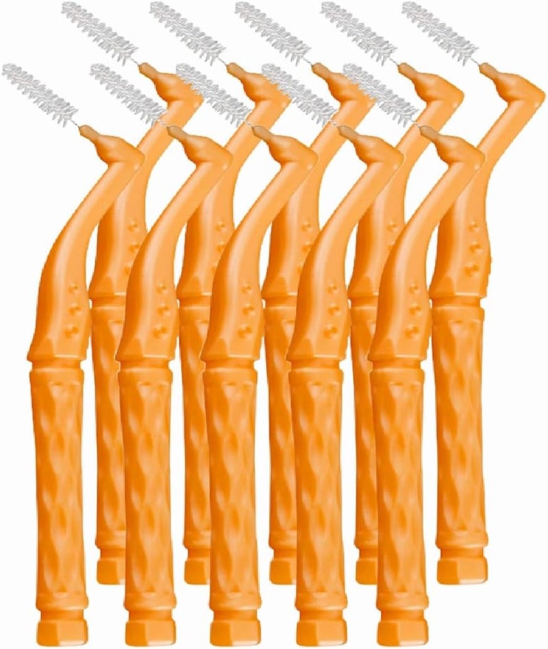 L-Shaped Interdental Brushes, Dental Toothpick Floss for Braces 10 Pcs (1.2-1.5mm Orange)