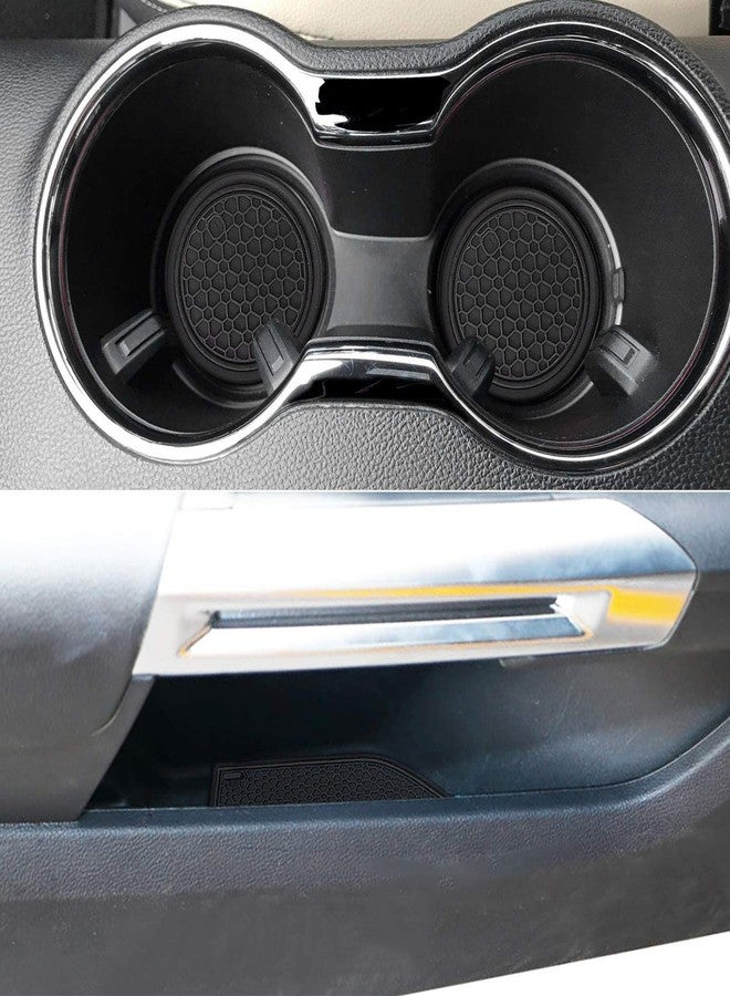Auprite Non-Slip Mats for Mustang Accessories 2015-2023, Custom Fits Cup Holder Liners Mats Door Pocket Center Console Liners,5Pcs (Black) - Image 4