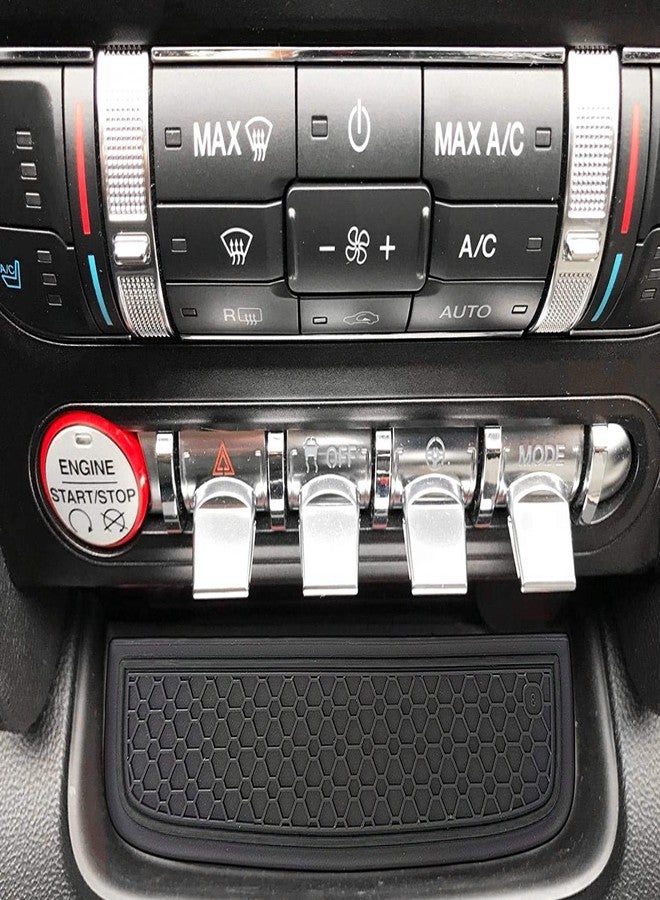 Auprite Non-Slip Mats for Mustang Accessories 2015-2023, Custom Fits Cup Holder Liners Mats Door Pocket Center Console Liners,5Pcs (Black) - Image 3