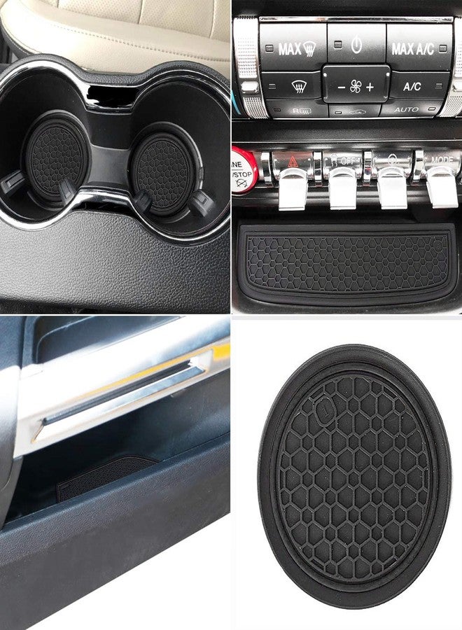 Auprite Non-Slip Mats for Mustang Accessories 2015-2023, Custom Fits Cup Holder Liners Mats Door Pocket Center Console Liners,5Pcs (Black) - Image 2