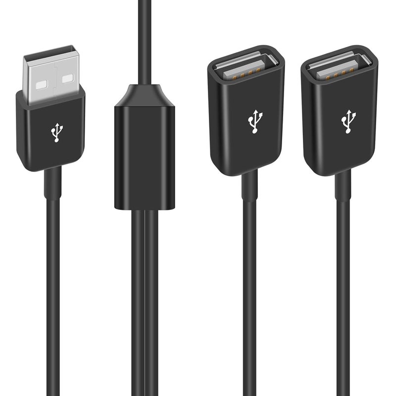 دوتك كابل مقسم USB من النوع Y بطول 1 قدم/30 سم، مقسم USB 1 مدخل و2 مخرج، يدعم الشحن ونقل البيانات للسيارة، اللابتوب، ماك، التلفزيون، الكمبيوتر الشخصي، القرص الصلب (1 مدخل و2 مخرج) - Image 1