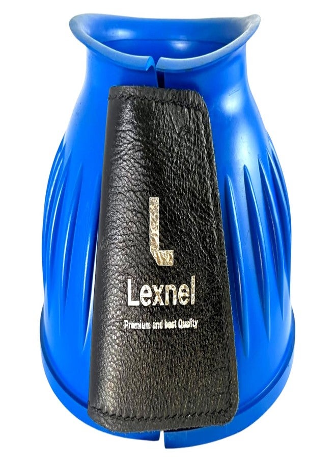 Lexnel Rubber Horse Bell Boots - Durable Overreach Protection & Secure Hook-and-Loop Closure (L-Blue)
