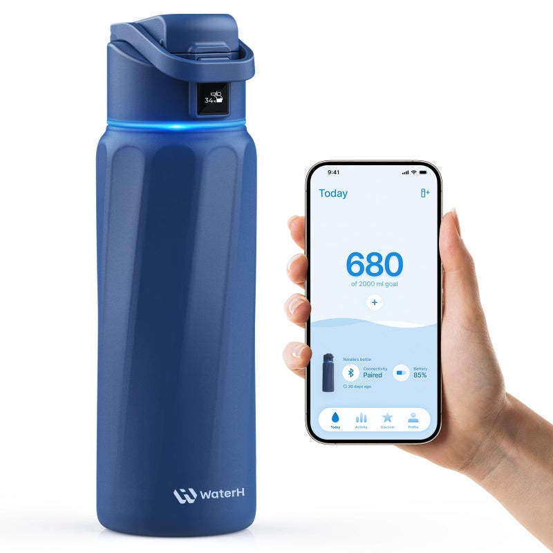 BOOST Smart Water Bottle with Reminder Tracker Double Wall Vacuum Insulated Bottles Stainless Steel 32oz BPAFree Wide Mouth for Gym Office School Ideal Gift for Christmas New Year