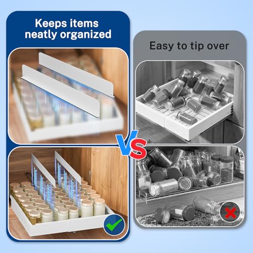 Insputer 1 Pack Pull Out Cabinet Organizer Expandable (12.4"-20.08")W & (16.26"-22.44")D, No Drill Slide Out Drawer with 3 Slide Rails, 2Pcs Magnetic Panel, Adhesive Roll Out Shelf for Kitchen, Pantry - Image 5