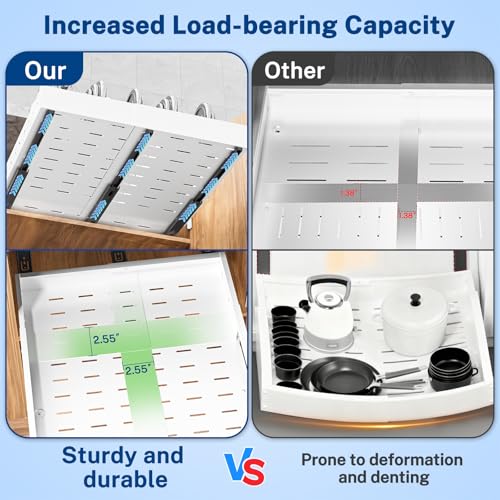 Insputer 1 Pack Pull Out Cabinet Organizer Expandable (12.4"-20.08")W & (16.26"-22.44")D, No Drill Slide Out Drawer with 3 Slide Rails, 2Pcs Magnetic Panel, Adhesive Roll Out Shelf for Kitchen, Pantry - Image 3