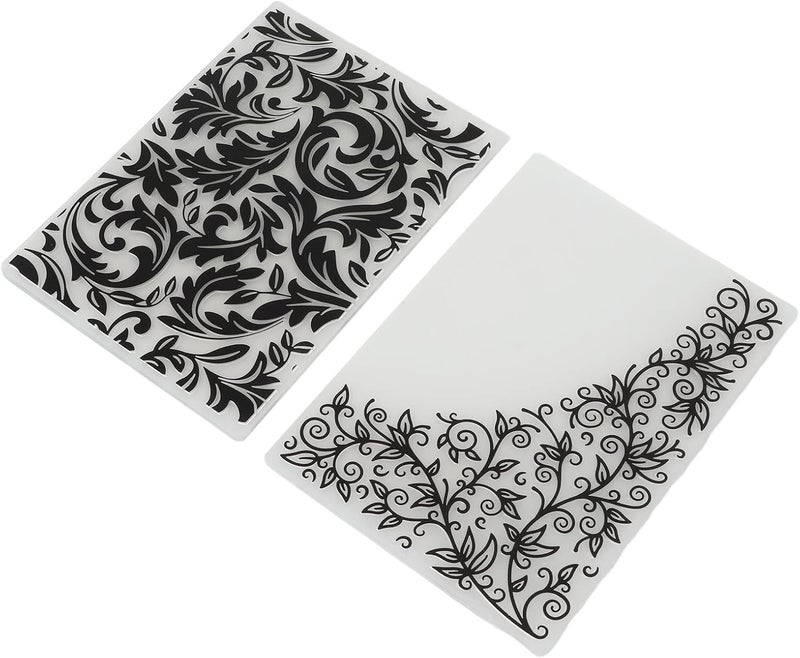 مجلدات النقش البلاستيكية، قطعتان، 14.8 × 10.5 سم، تصميم أوراق الزهور - مادة متينة، سهولة التشغيل، مثالية لأعمال الورق اليدوية - Image 5