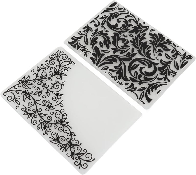 مجلدات النقش البلاستيكية، قطعتان، 14.8 × 10.5 سم، تصميم أوراق الزهور - مادة متينة، سهولة التشغيل، مثالية لأعمال الورق اليدوية - Image 2