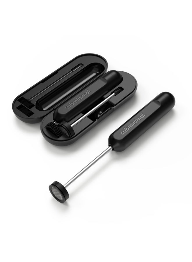 صبمينيمال جهاز NanoFoamer GO القابل لإعادة الشحن لرغوة الحليب، أسود، جهاز محمول عبر USB-C لتحضير الميكروفوم لفن اللاتيه والكابتشينو والفلات وايت والقهوة - Image 2