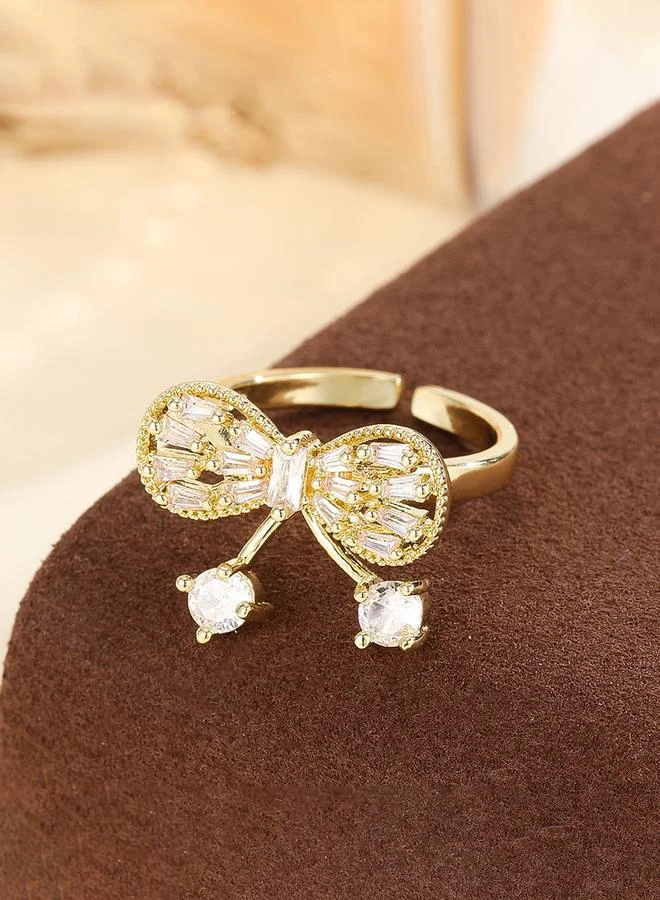 Take Two  Gold Tone Embellished Bow Ring for Women | Best Price UAE
