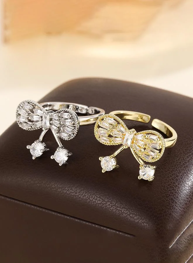 Take Two  Gold Tone Embellished Bow Ring for Women | Best Price UAE