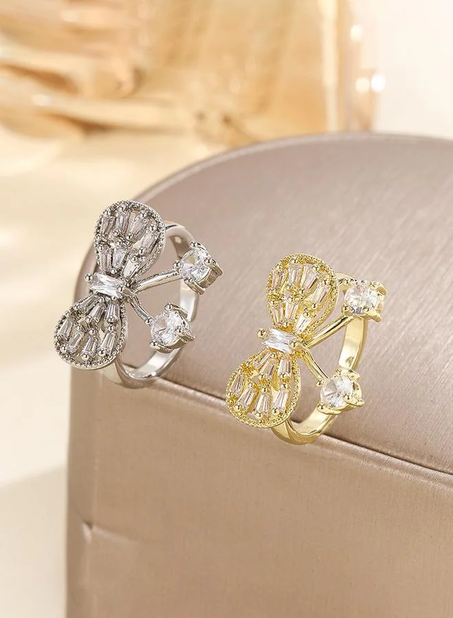 Take Two  Gold Tone Embellished Bow Ring for Women | Best Price UAE
