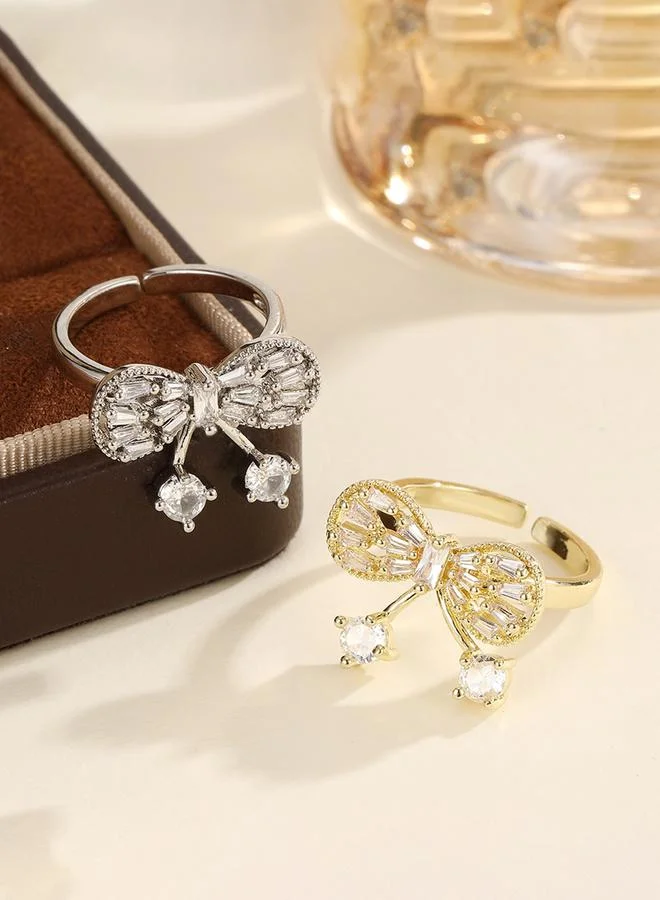 Take Two  Gold Tone Embellished Bow Ring for Women | Best Price UAE