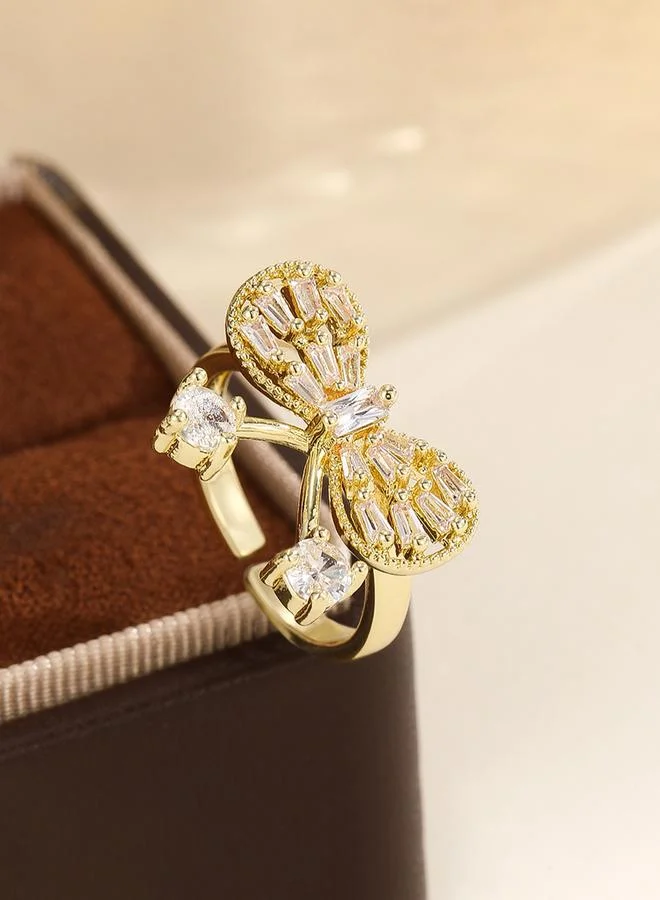 Gold Tone Embellished Bow Ring