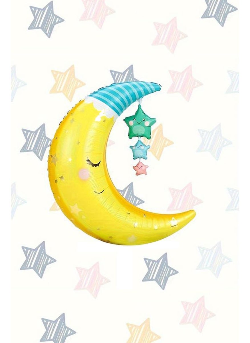 Pekshop - Sleeping Moon Foil Balloon Moon Grandfather Balloon 78CM - Image 1