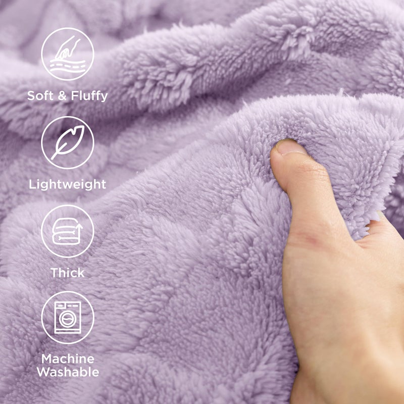 Bedsure GentleSoft Lavender Purple Throw Blanket for Couch Bed, Checkered Fleece Soft Cozy, Cute Throw for Bedroom Home Decor Gifts for Kids Girls,Lavender Fog, 50x60 Inches - Image 3