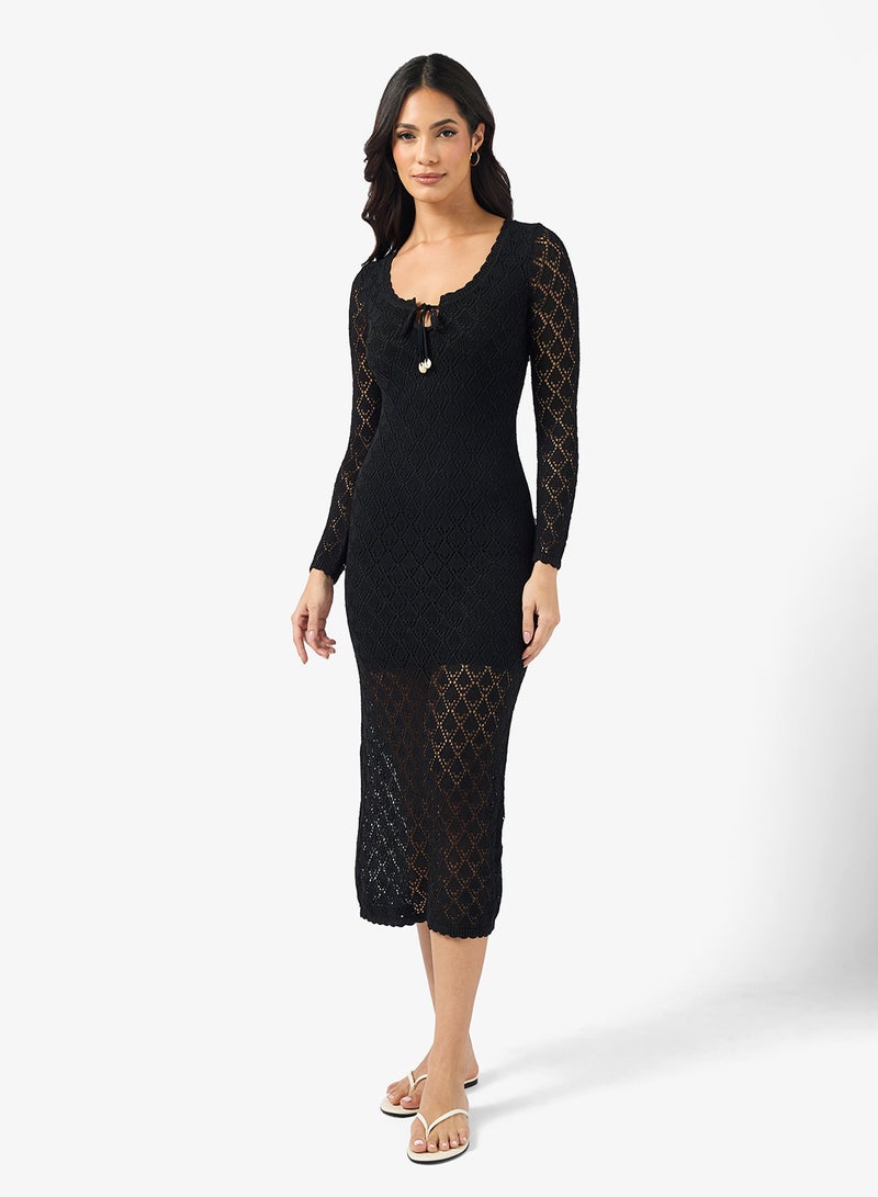 GUESS Alba Pointelle Maxi Dress - Image 4