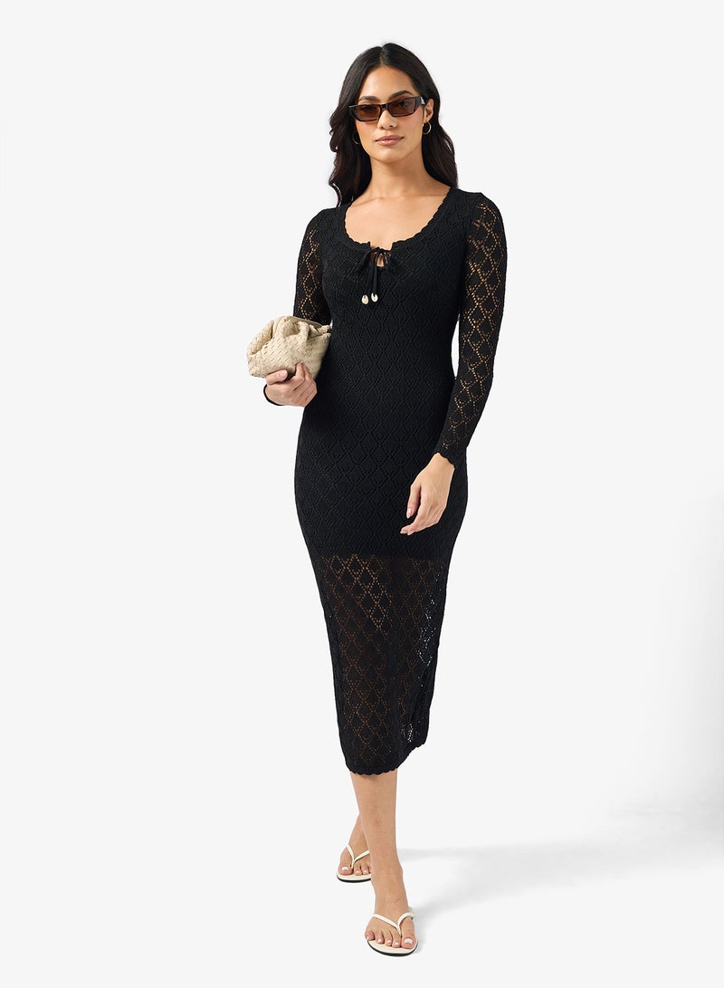 GUESS Alba Pointelle Maxi Dress - Image 1