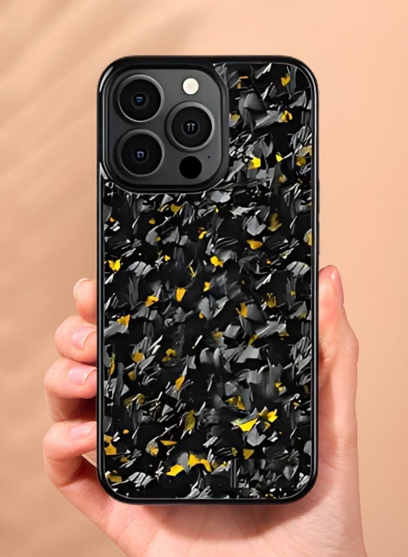 SOLARAE Real Carbon Fiber iPhone Case - Lightweight, Drop Protection (iPhone 15 Pro) Black & Gold - Image 3