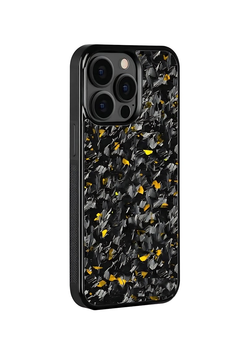 SOLARAE Real Carbon Fiber iPhone Case - Lightweight, Drop Protection (iPhone 15 Pro) Black & Gold - Image 2