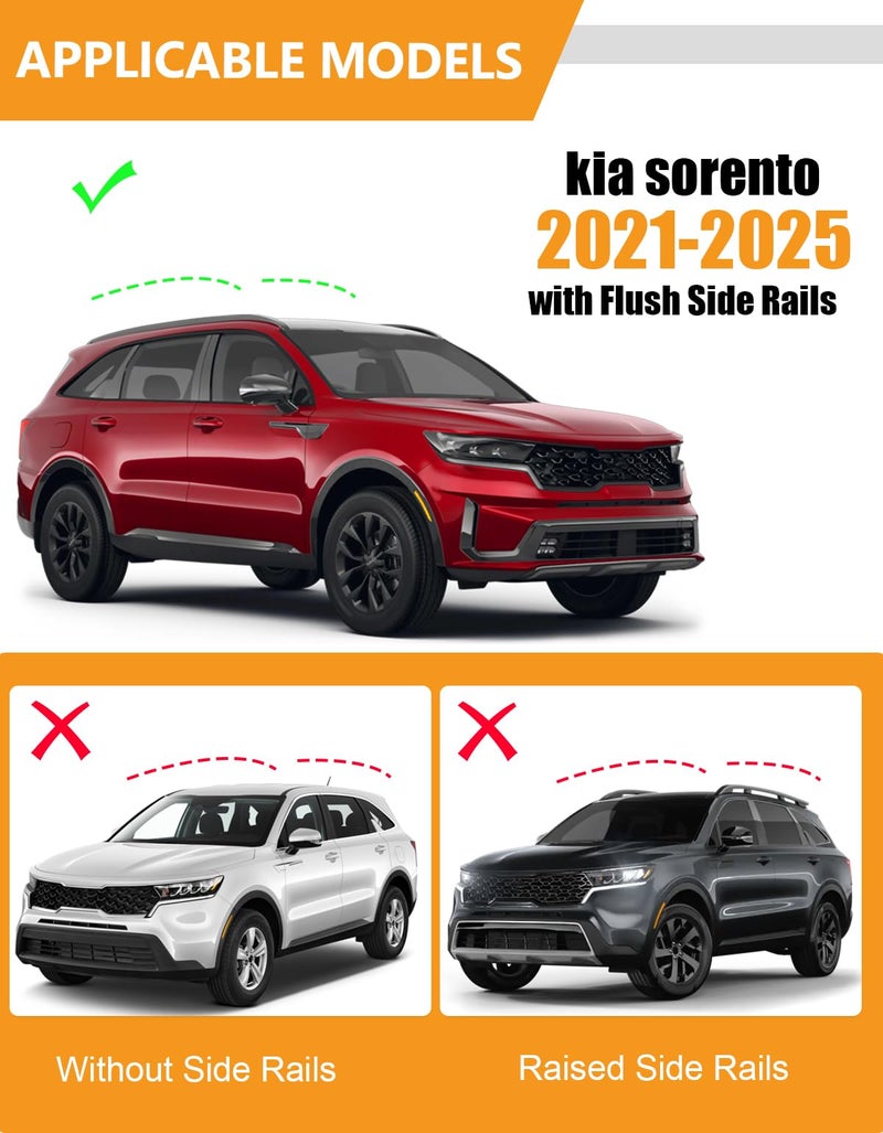 KINGGERI Lockable Roof Rack Cross Bars 220lbs Compatible with 2021-2026 KIA Sorento & Sorento Hybrid with Flush Side Rails, Heavy Duty Aluminum Roof Rails Crossbars Rooftop Cargo Carrier Luggage - Image 2
