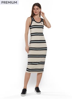 NAUTICA Striped Cotton Blend Midi Dress  - Image 1