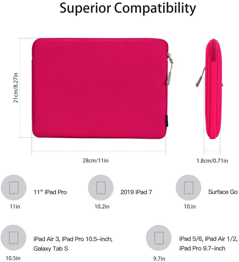 Moca 360 Protection 10.5-11 Inch Tablet Sleeve Case Bag for iPad 10.2''/Ipad Air 4 10.9 Inch/Ipad Pro / 9.7" Ipad, Surface Go/Surface Pro, Galaxy Tab 10.5 /Xiaomi Pad 5 (9.7-11 Inch, Rose-red) - Image 2