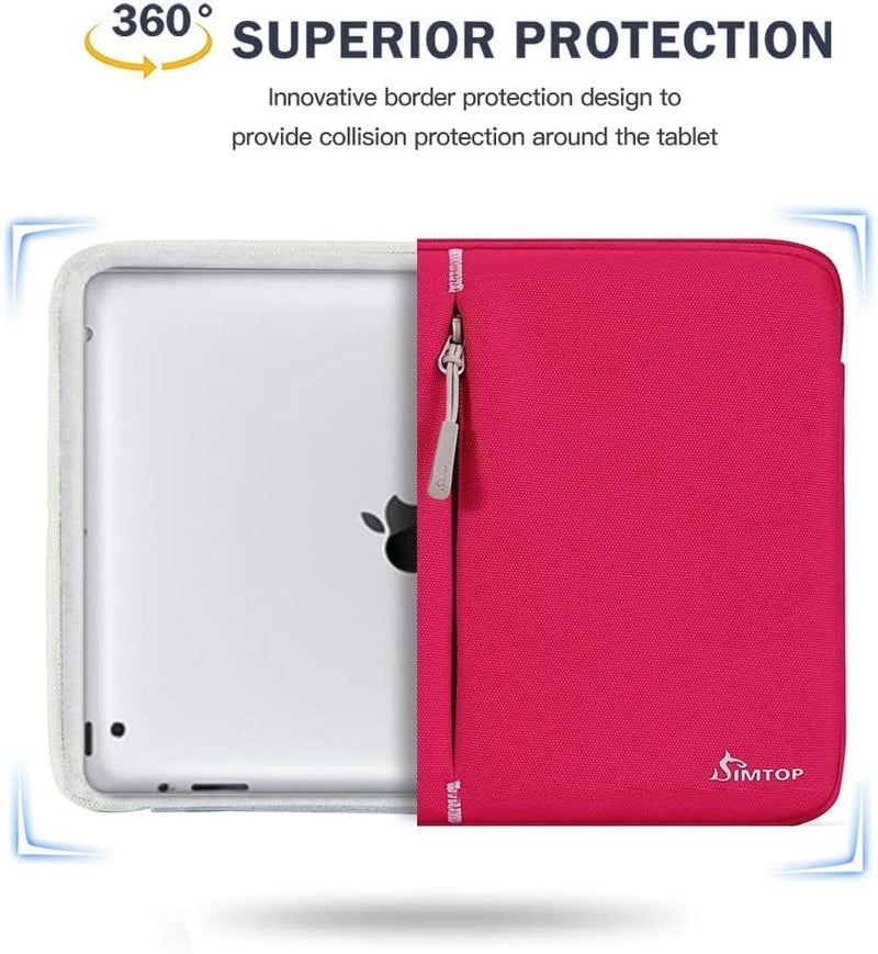 Moca 360 Protection 10.5-11 Inch Tablet Sleeve Case Bag for iPad 10.2''/Ipad Air 4 10.9 Inch/Ipad Pro / 9.7" Ipad, Surface Go/Surface Pro, Galaxy Tab 10.5 /Xiaomi Pad 5 (9.7-11 Inch, Rose-red) - Image 4