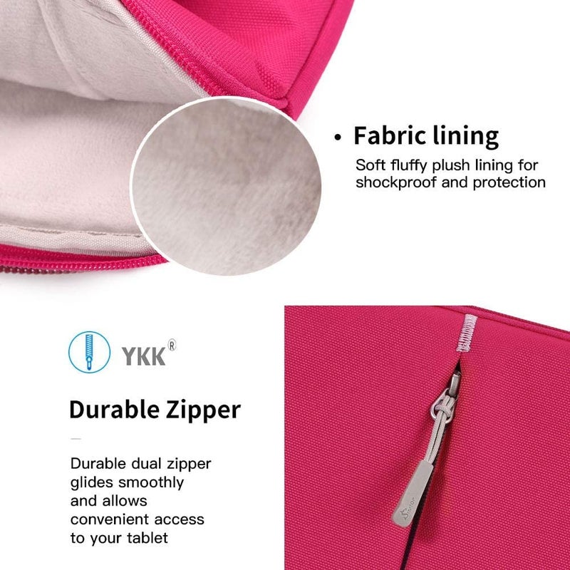 Moca 360 Protection 10.5-11 Inch Tablet Sleeve Case Bag for iPad 10.2''/Ipad Air 4 10.9 Inch/Ipad Pro / 9.7" Ipad, Surface Go/Surface Pro, Galaxy Tab 10.5 /Xiaomi Pad 5 (9.7-11 Inch, Rose-red) - Image 3