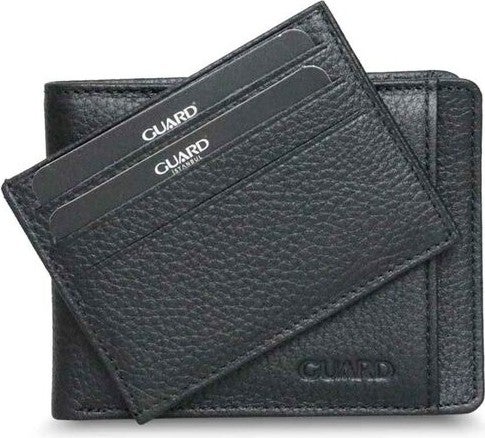 Guard Black Genuine Leather Men's Wallet with Hidden Card Compartment  - Image 2
