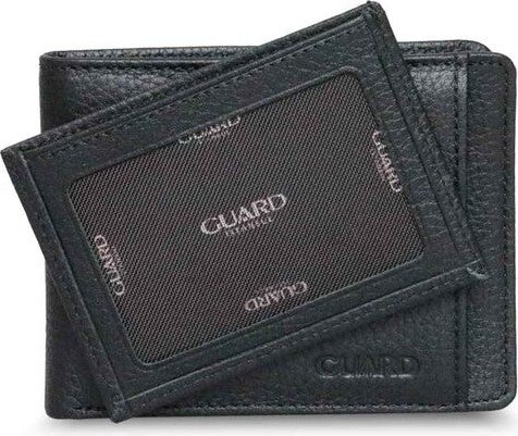 Guard Black Genuine Leather Men's Wallet with Hidden Card Compartment  - Image 3