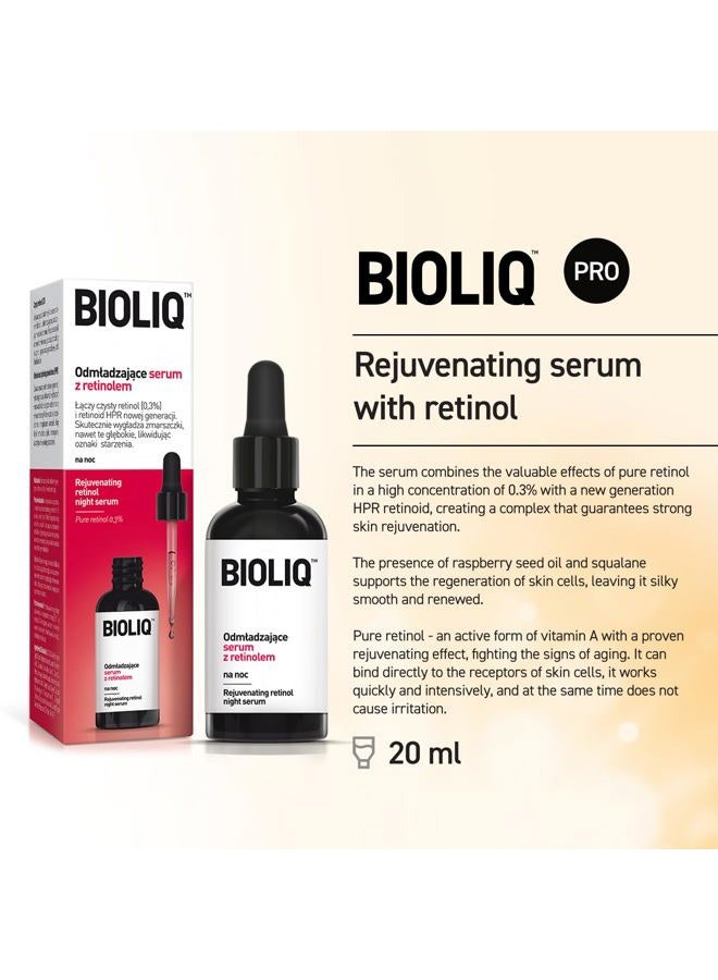 Bioliq Pro Rejuvenating Night Serum w/Retinol - Advanced Formula for Strong Skin Rejuvenation and Tightening - With Pure Retinol 0.3% and HPR Retinoid Complex - Anti-Wrinkle Effect, & Collagen - 20ml - Image 3