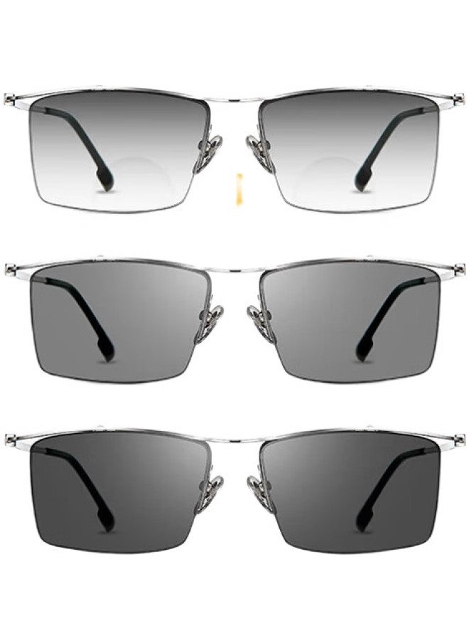 Sunset Red Reading Glasses For Men, Smart Color-Changing Invisible Bifocal Anti-Blue Light Sunglasses Ax6102 200 Degrees - Image 1