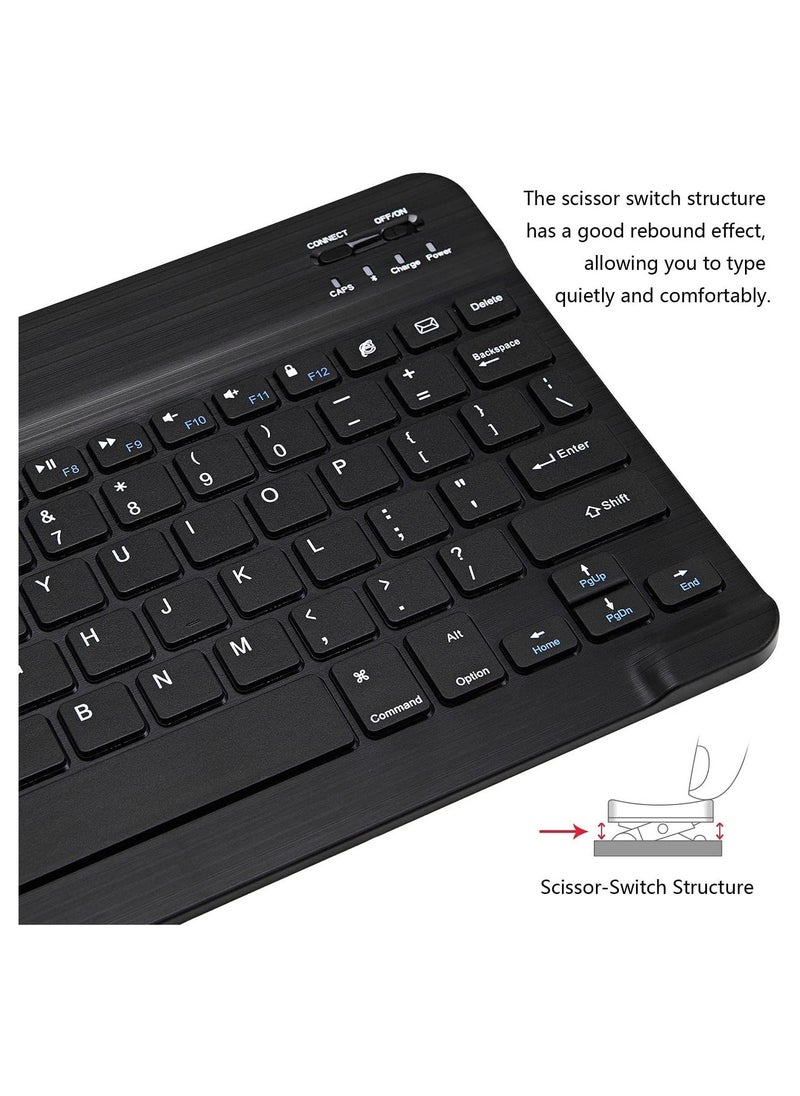 (Ultra-Slim) Bluetooth Keyboard and Mouse Combo Rechargeable Portable Wireless Keyboard Mouse Set for Apple iPad iPhone iOS 13 and Above Samsung Tablet Phone Smartphone Android Window,Black