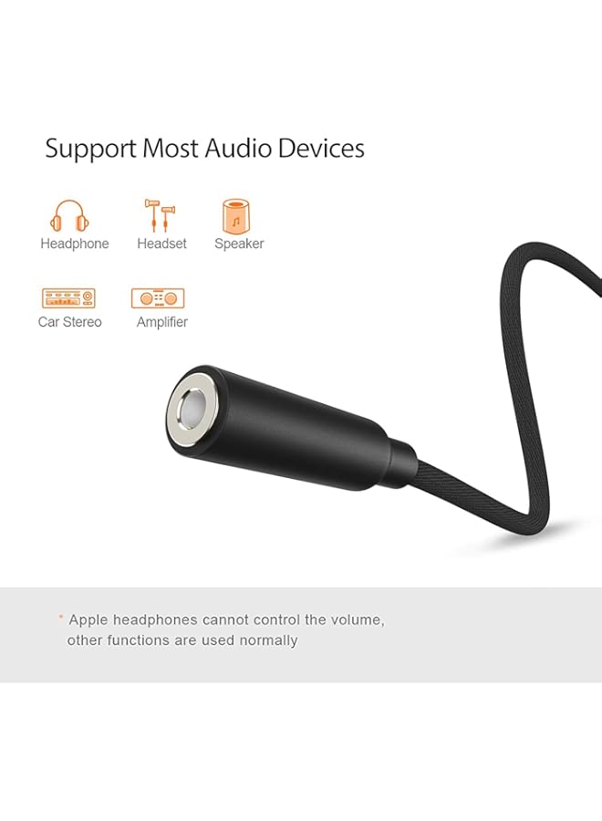 CableCreation USB C to 3.5mm Headphone Adapter, Type-C to 3.5mm Audio Adapter Compatible with Galaxy S22 S20 S21 Ultra Z Flip S20+, iPad Pro 2020, Pixel 4 3 2 XL etc. 0.33 ft Black - Image 4