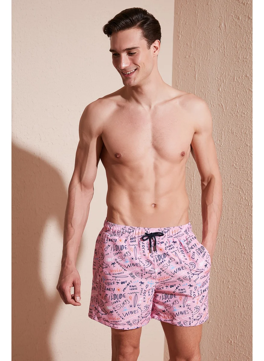 Buratti Text Printed Swim Shorts with Waistband Pocket Swimsuit Short Men's Swimsuit Short 380M411