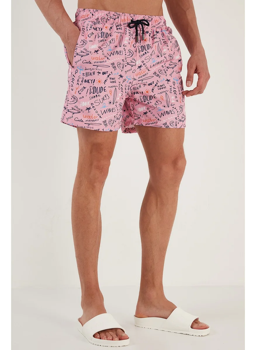 Buratti Text Printed Swim Shorts with Waistband Pocket Swimsuit Short Men's Swimsuit Short 380M411