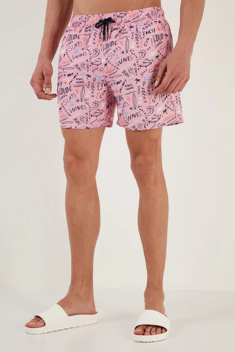 Buratti Text Printed Swim Shorts with Waistband Pocket Swimsuit Short Men's Swimsuit Short 380M411