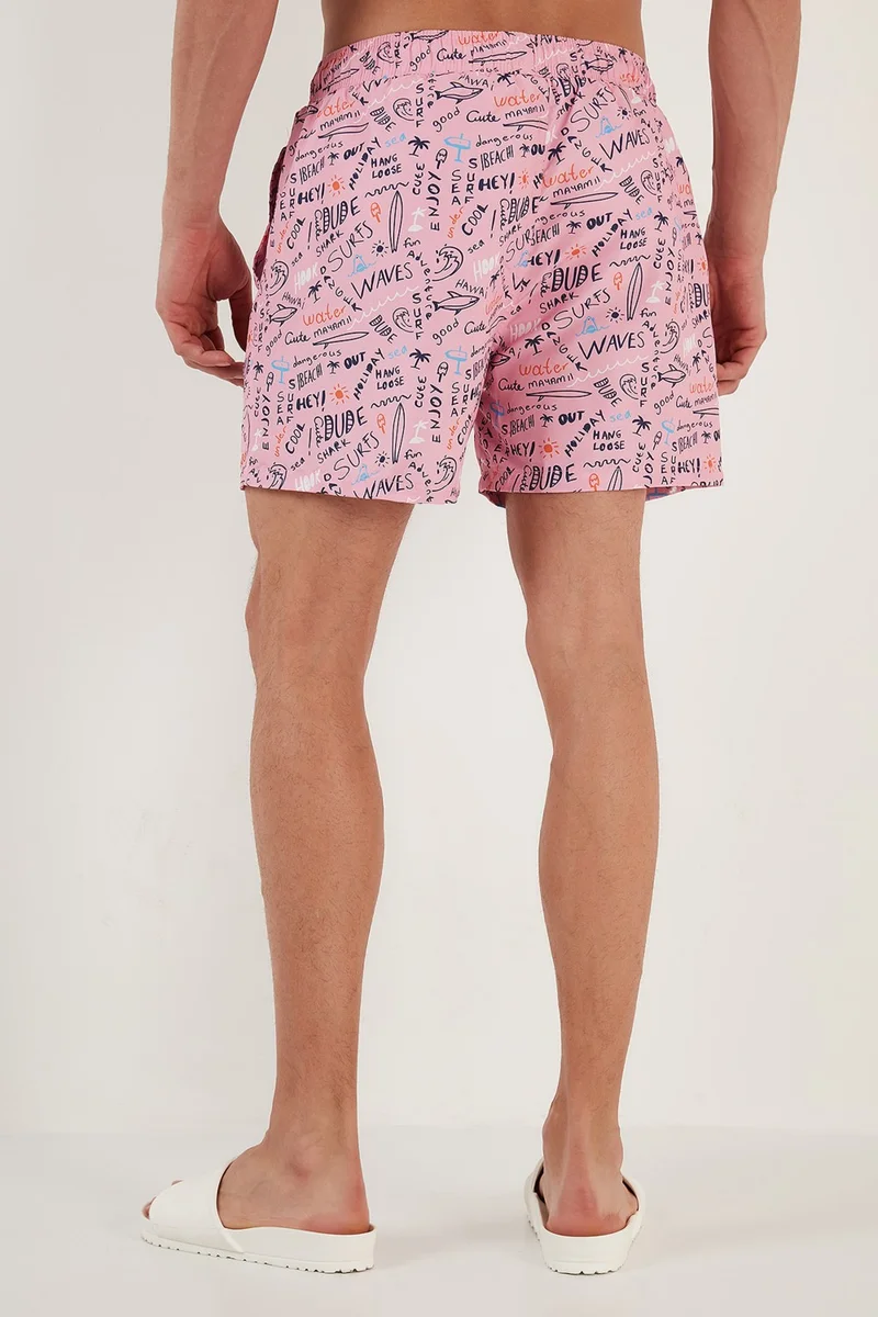 Buratti Text Printed Swim Shorts with Waistband Pocket Swimsuit Short Men's Swimsuit Short 380M411