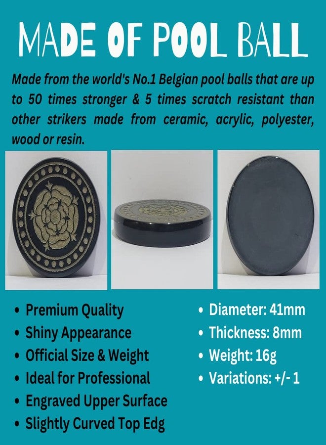 NHD Professional Carrom Striker PROAN812 - Made of Original Pool Ball (Black), 41 x 41 x 9 mm - Image 3