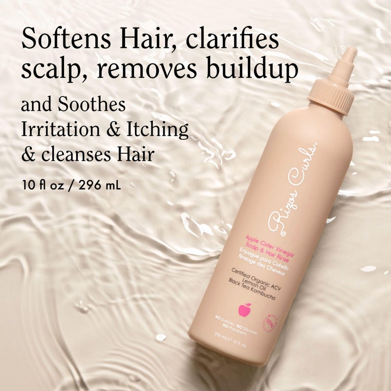Rizos Curls غسول فروة الرأس والشعر من ريزوس كيرلز بخل التفاح، ينظف لإزالة تراكم المنتجات، يوازن الزيوت، ينعش الشعر وفروة الرأس، يعزز النعومة واللمعان، 10 أونصات - Image 2