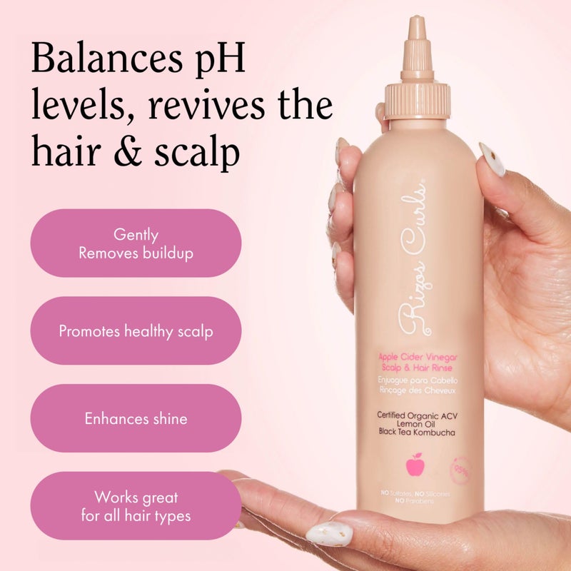Rizos Curls غسول فروة الرأس والشعر من ريزوس كيرلز بخل التفاح، ينظف لإزالة تراكم المنتجات، يوازن الزيوت، ينعش الشعر وفروة الرأس، يعزز النعومة واللمعان، 10 أونصات - Image 5