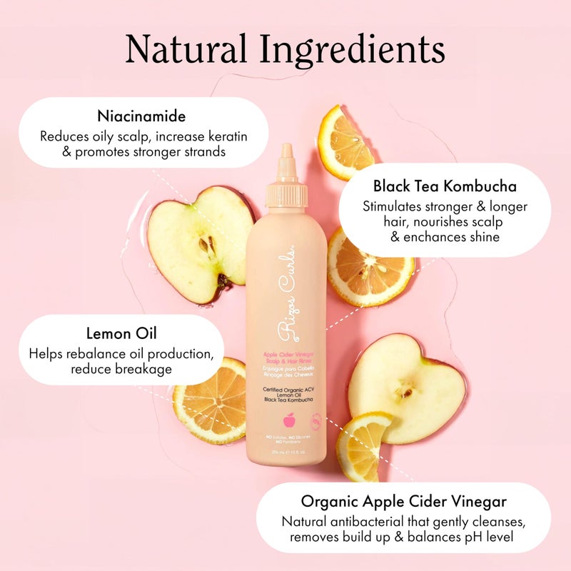 Rizos Curls غسول فروة الرأس والشعر من ريزوس كيرلز بخل التفاح، ينظف لإزالة تراكم المنتجات، يوازن الزيوت، ينعش الشعر وفروة الرأس، يعزز النعومة واللمعان، 10 أونصات - Image 3