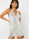 Sugarfree Sequin Halter Neck Playsuit