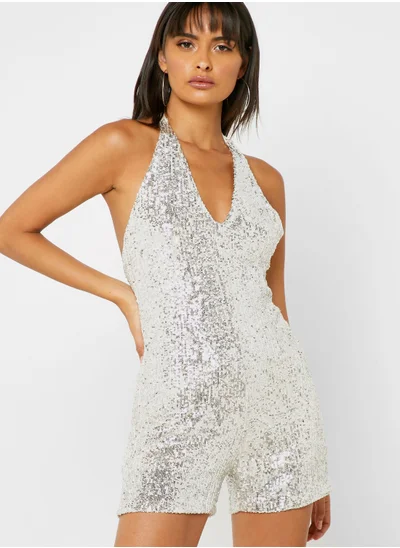 Sugarfree Sequin Halter Neck Playsuit