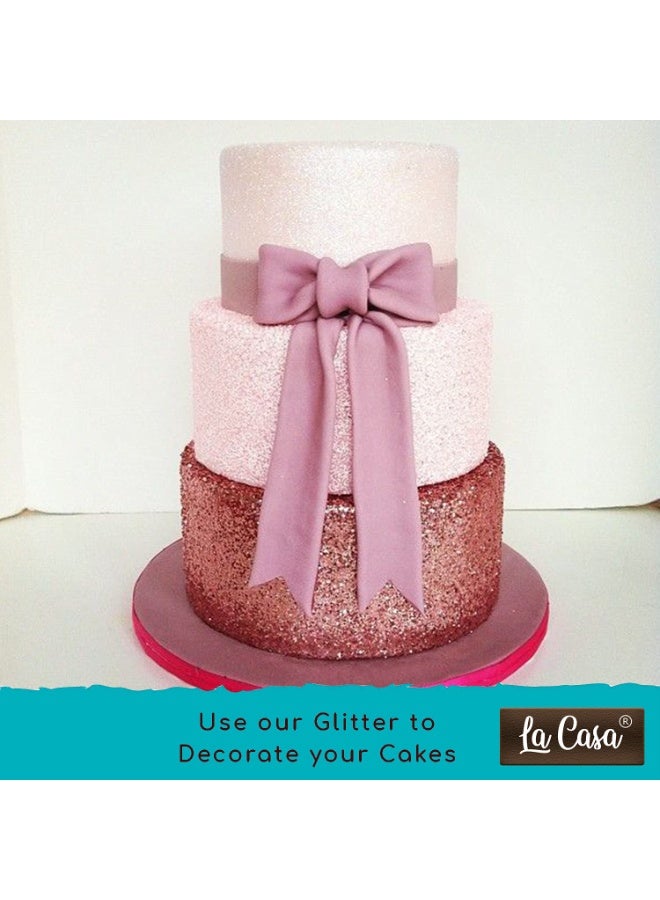 La Casa Premium Edible Glitter - Silver | Metallic Glitter Ideal for Cake Icing Decoration & Garnishing | 9gm | - Image 4