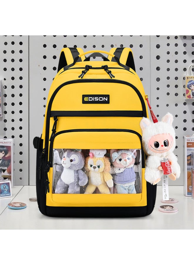 Edison Middle School Student Backpack, High School Spine-protecting And Load-reducing Backpack, Anime-style Diy Trendy Versatile Shoulder Bag, Pain-relieving Backpack 2569-3 - Image 1