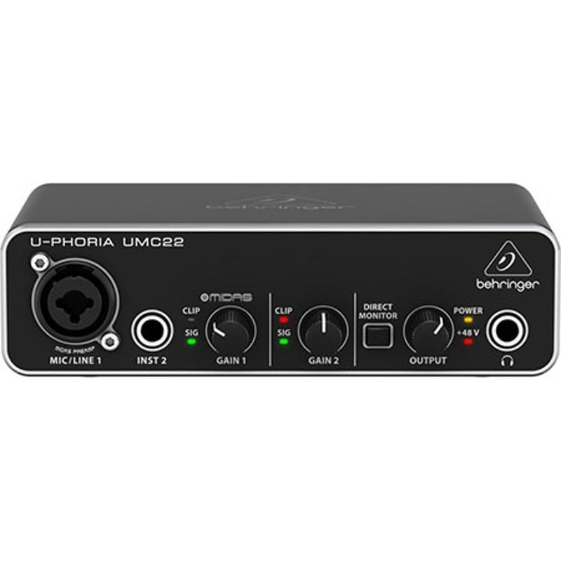 Behringer UMC22 Audiophile 2x2, 48 kHz USB Audio Interface with Midas Mic Preamplifier | For Recording Microphones and Instruments - Image 3