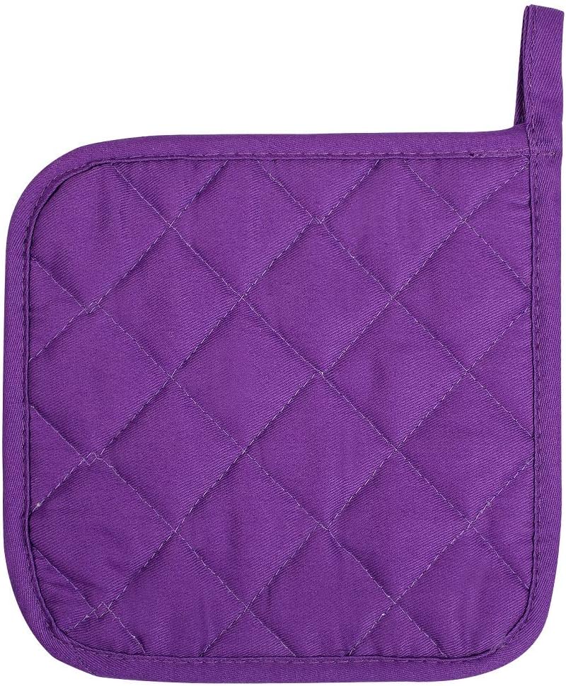 lifaith 100% Cotton Potholders Kitchen Everyday Basic Terry Pot Holder Heat Resistant Large Coaster Hot Pads Kit Trivets Set for Cooking and Baking Kitchen Accessories Set of 6 Grape - Image 3